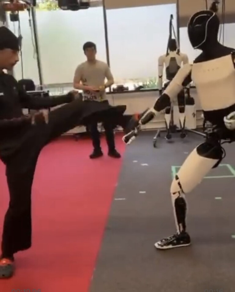 Robot humanoide de Musk demuestra sus habilidades de kung-fu en ‘combate’