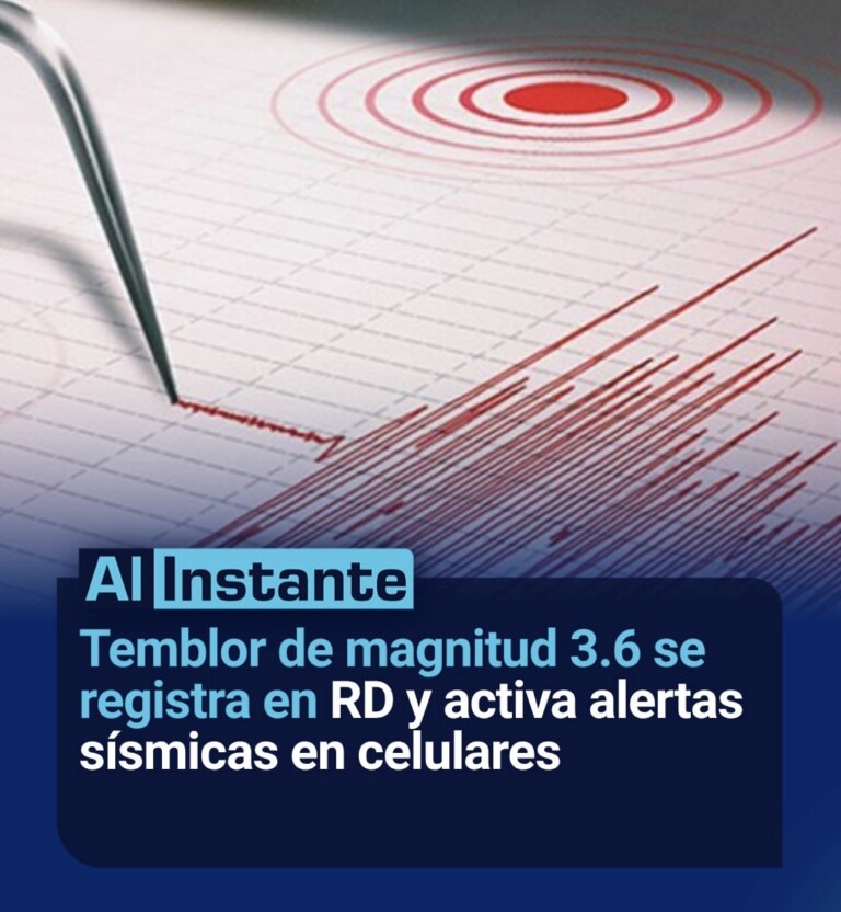 Temblor de magnitud 3.6 activa alertas sísmicas en teléfonos móviles en República Dominicana