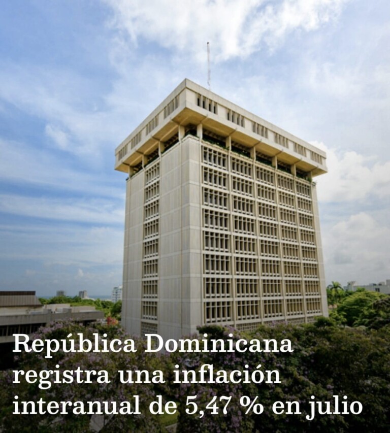 Inflación interanual baja a 5.47% en julio, informa el Banco Central