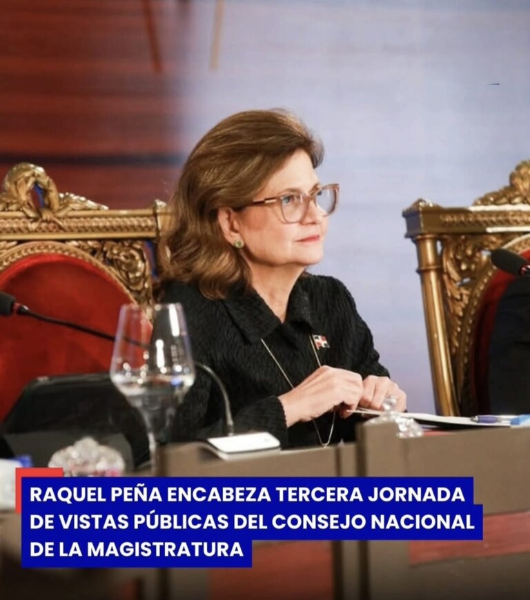 Raquel Peña encabeza tercera jornada de entrevistas del CNM a aspirantes a la Suprema Corte de Justicia.
